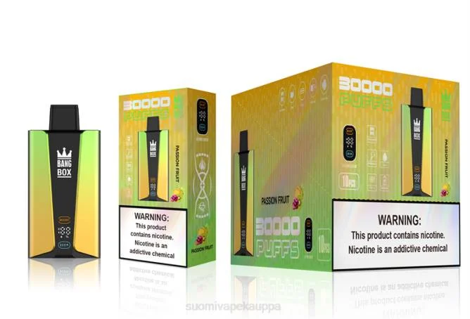 Vape Kauppa – Bang Box 30 000 puhalluksen älynäyttö TZ4V84 passionhedelmä