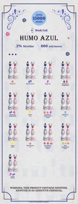 Vape Kauppa – Humo Azul 15000 puhallusta 2% kertakäyttöinen 4FZ6112 - Image 2