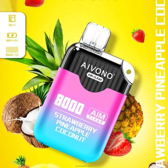 Vape Netistä – mansikka ananas kookos Aivono AIM CLEAR 8000 0B8L207