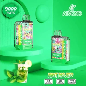 Vape Netistä – minttu mojito Aivono AIM XXL 9000 suutarra läpinäkyvä 0B8L55
